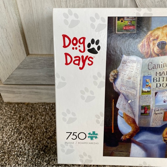 NIB Buffalo Games Dog Days Dog Gone Funny Toilet 750 Piece Jigsaw Puzzle 24 x 18 - Picture 5 of 7